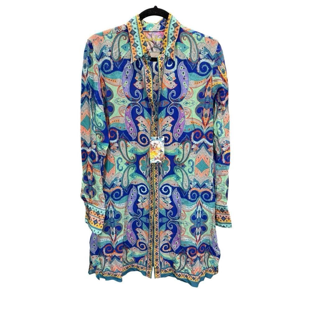 Robert Graham Charlotte Silk Paisley Shirt Dress S NWT Boho Luxe Resort Vibes